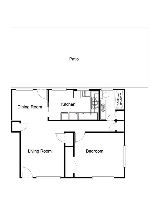 1-Bedroom, 1-Bathroom (3) floor plan